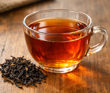 Sun Moon Lake black tea leaves and infusion, Taiwan